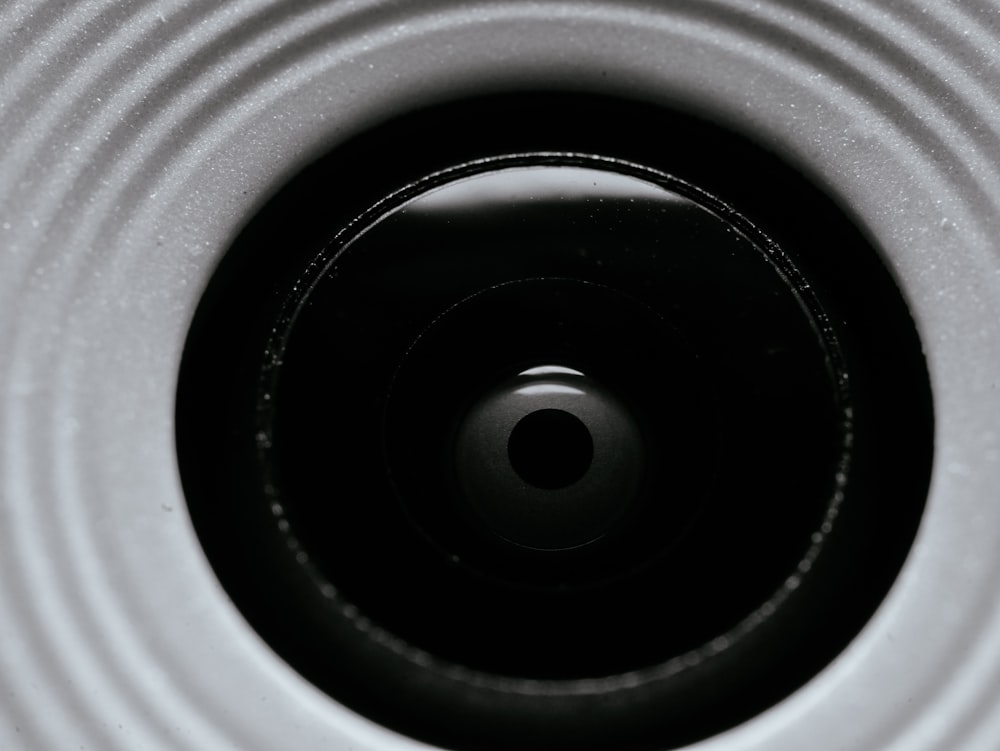 a black and white photo of a speaker