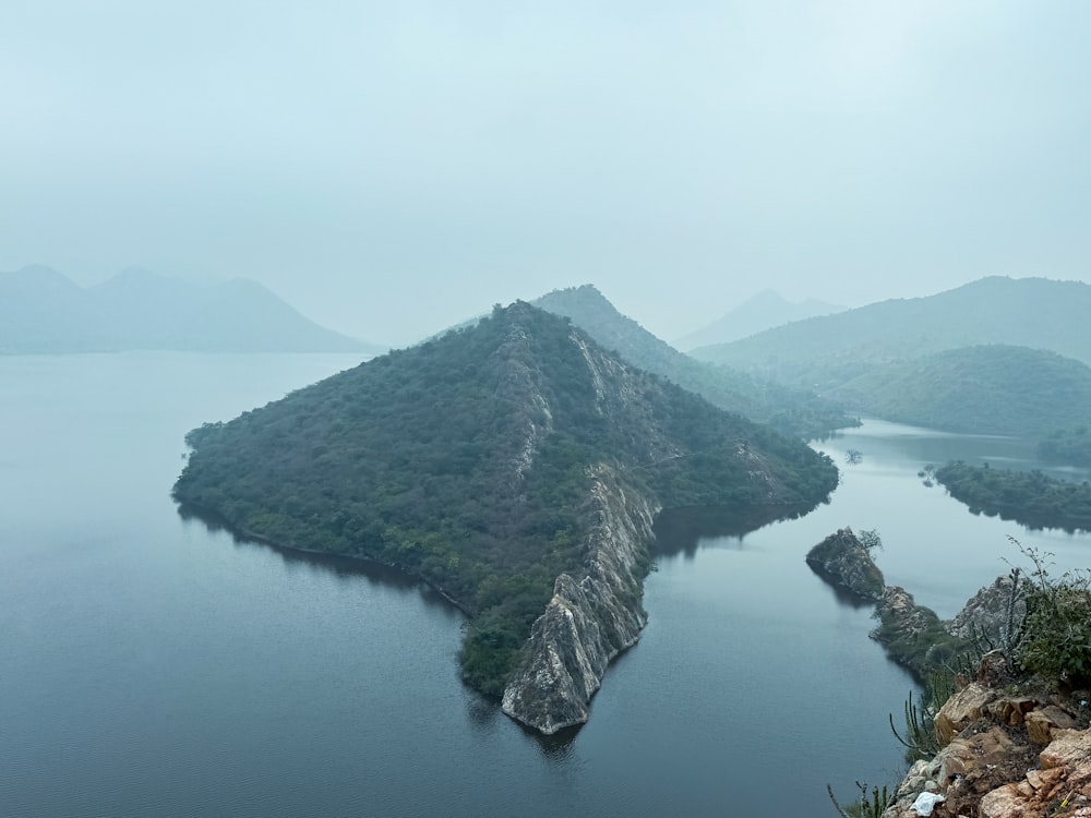 a large body of water surrounded by mountains