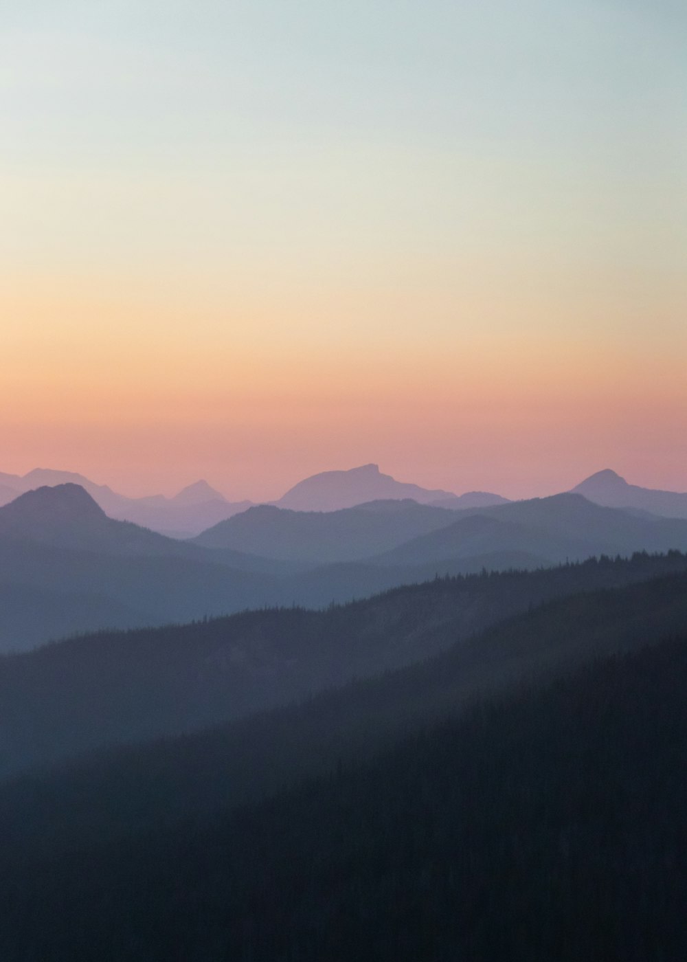 a view of a mountain range at sunset