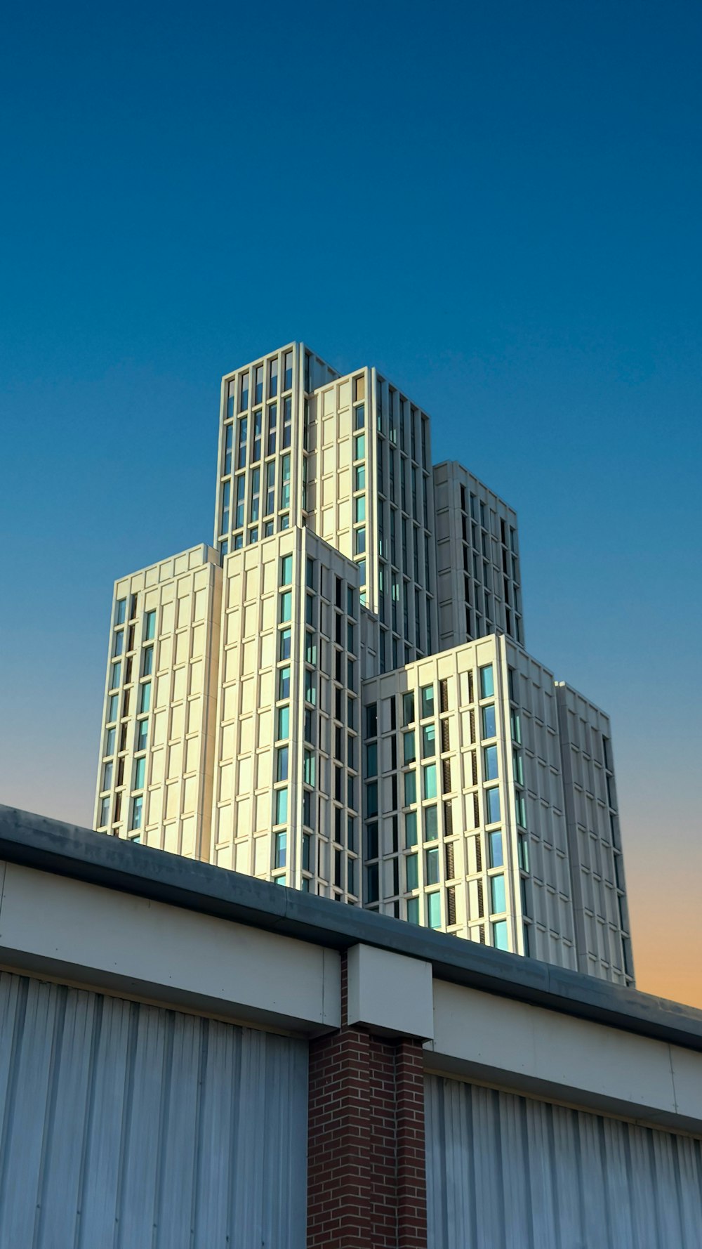 a tall building sitting on top of a roof