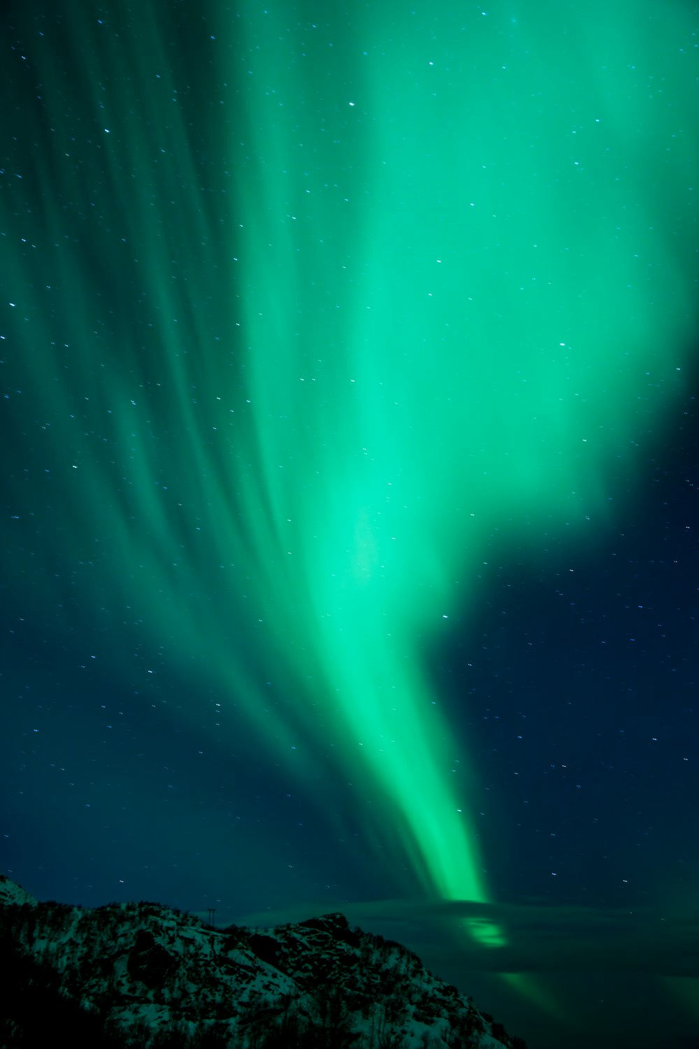 a green aurora bore in the night sky