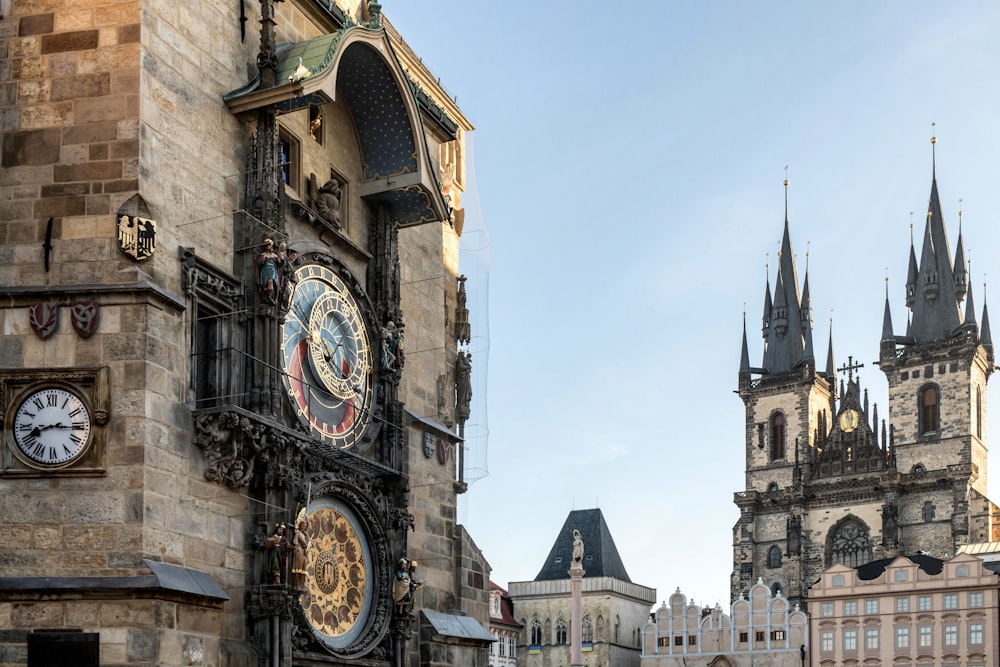 a large building with a clock on the front of it