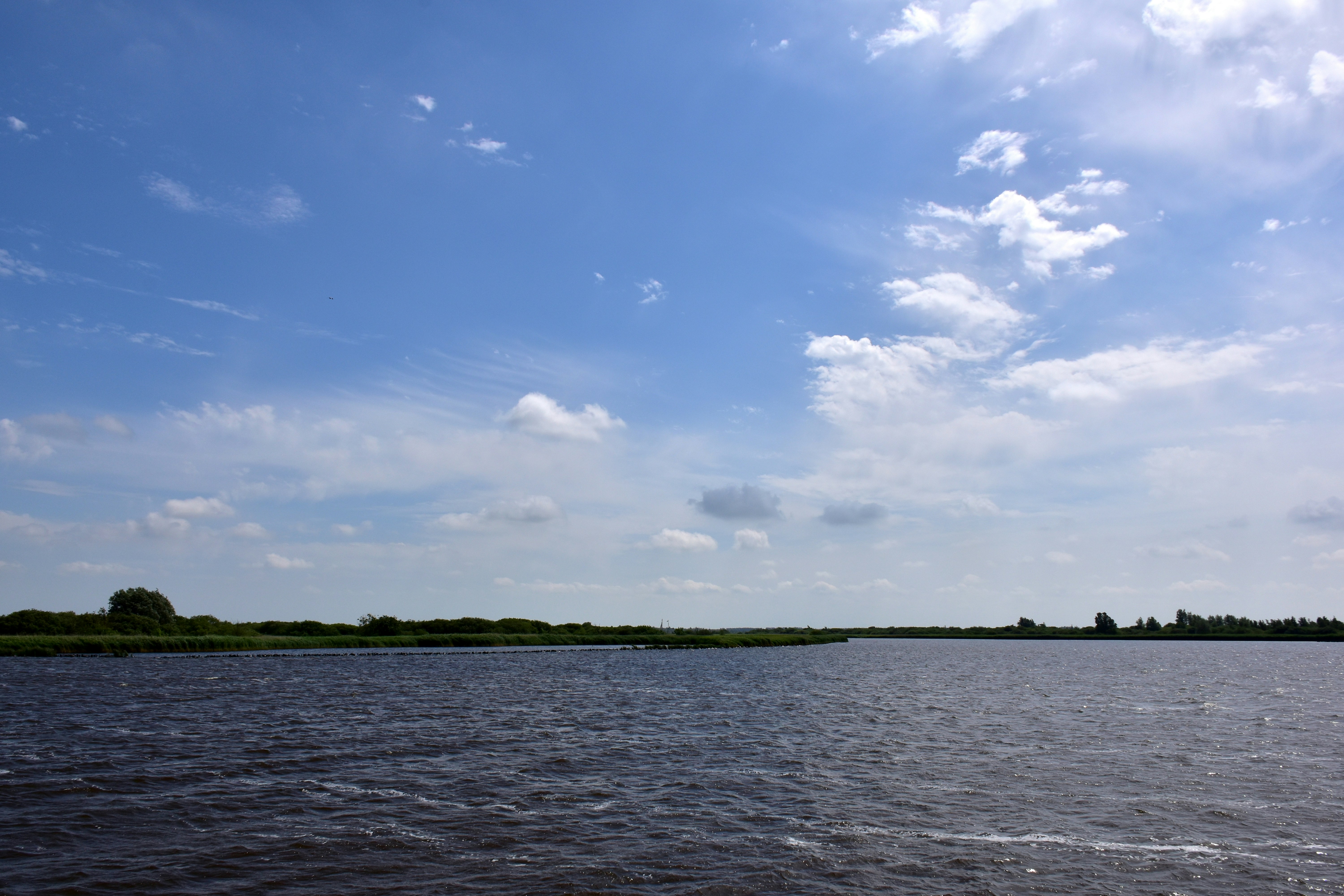 a large body of water with a sky background
