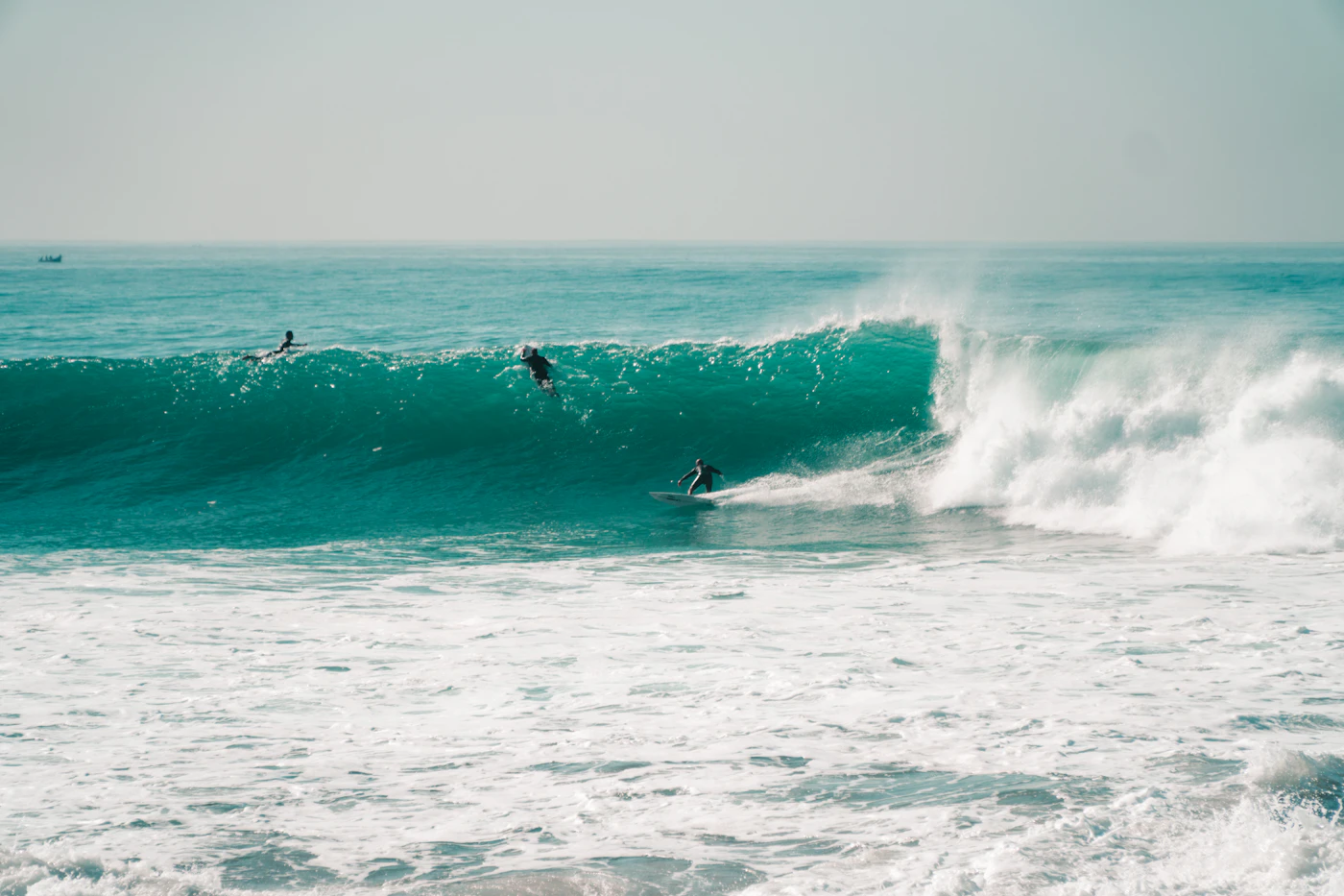 Surfer riding a wave at Anchor Point Taghazout Morocco