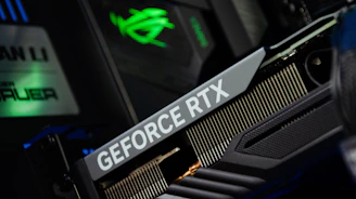 a close up of the geforce rxtx logo on the side of a
