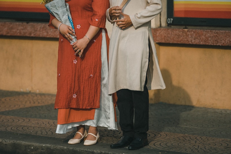 Couple standing happily