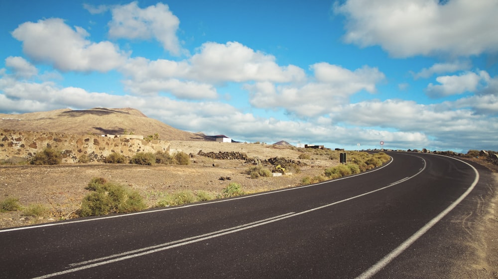 an empty road in the middle of a desert