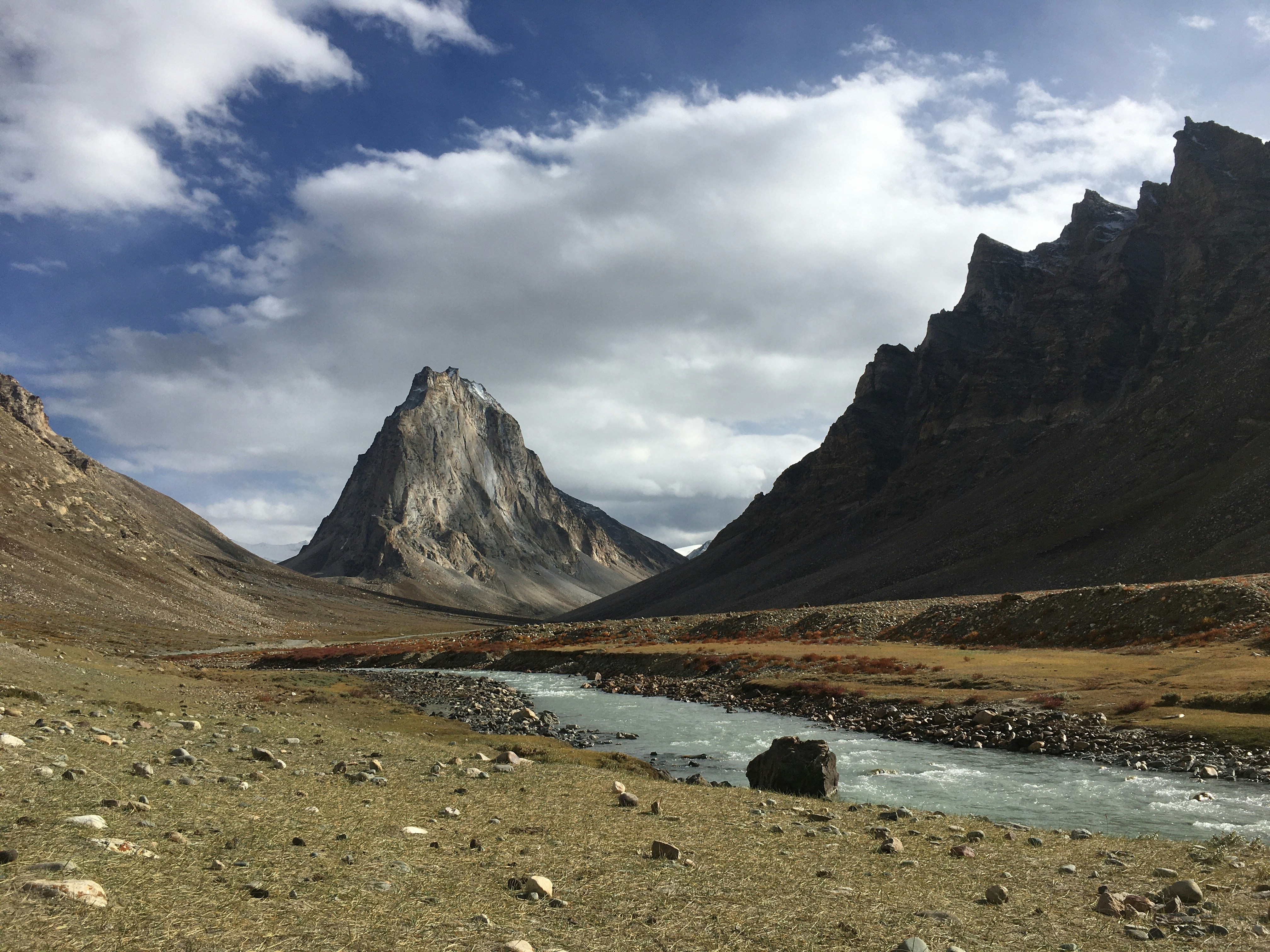 Rugged landscapes of Zanskar Valley with a winding river