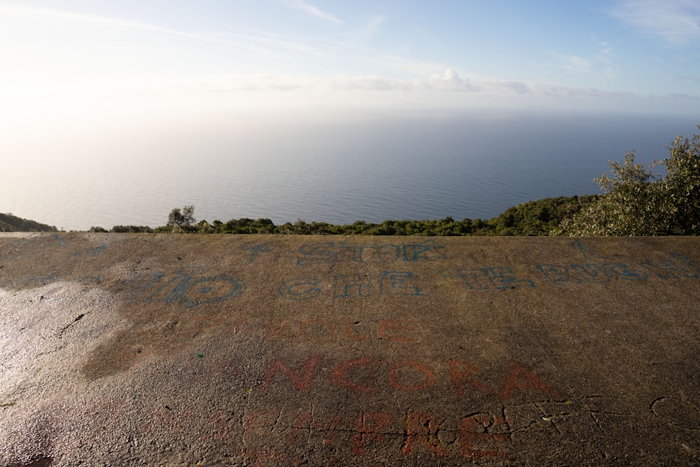 Una vista sull'oceano dalla cima di una collina