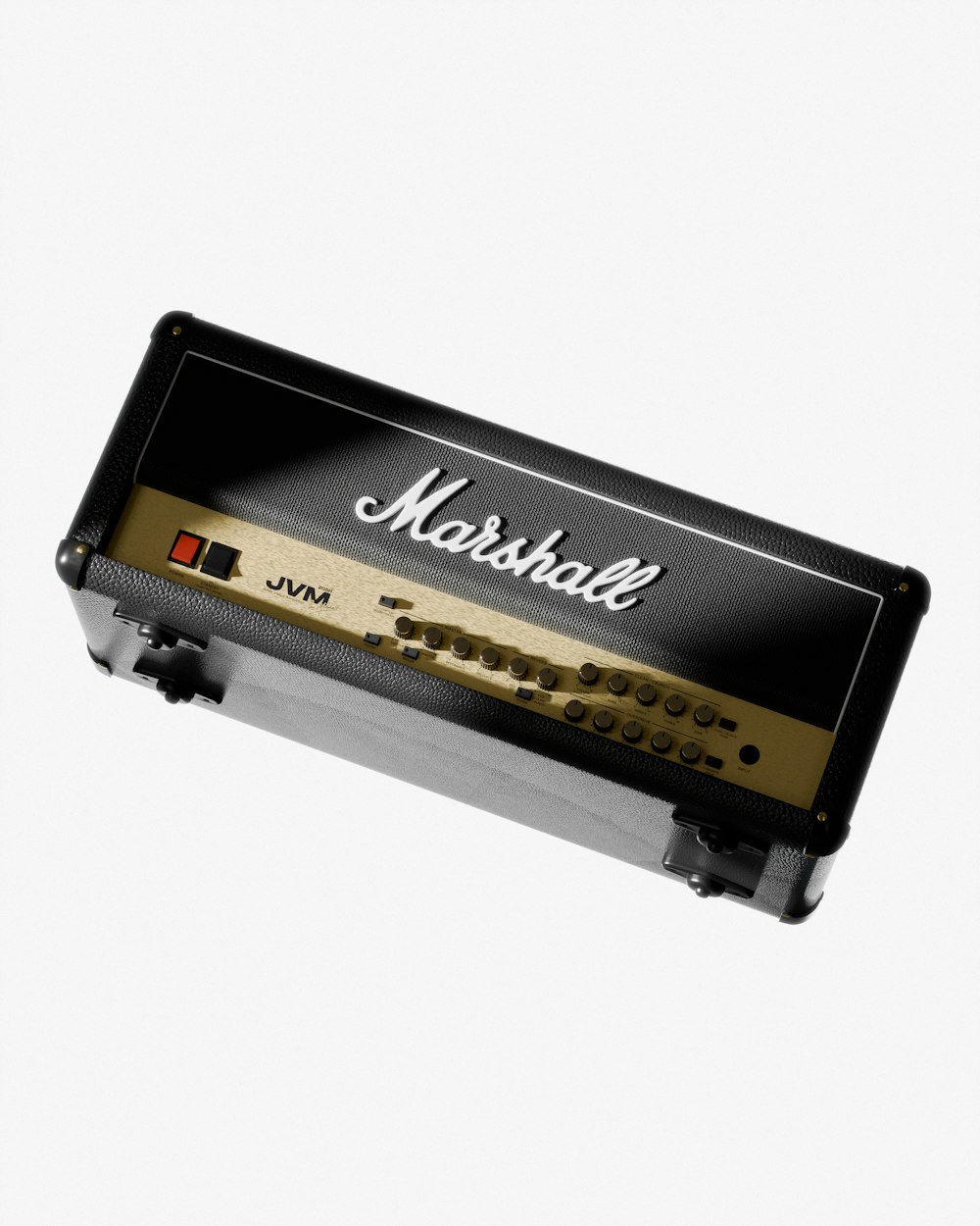 a black and gold amplifier with the words marshall on it