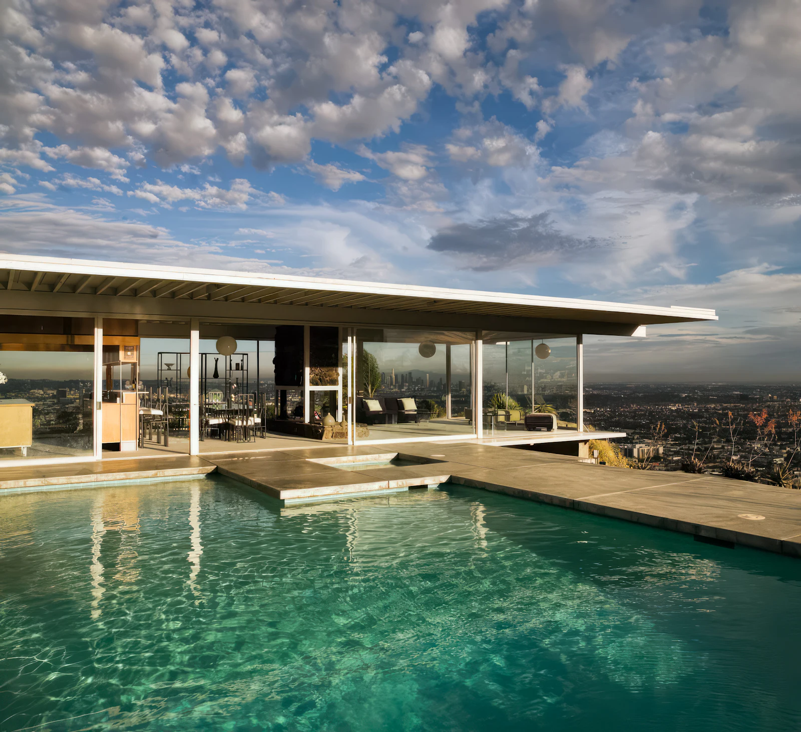 Modern hillside pool house