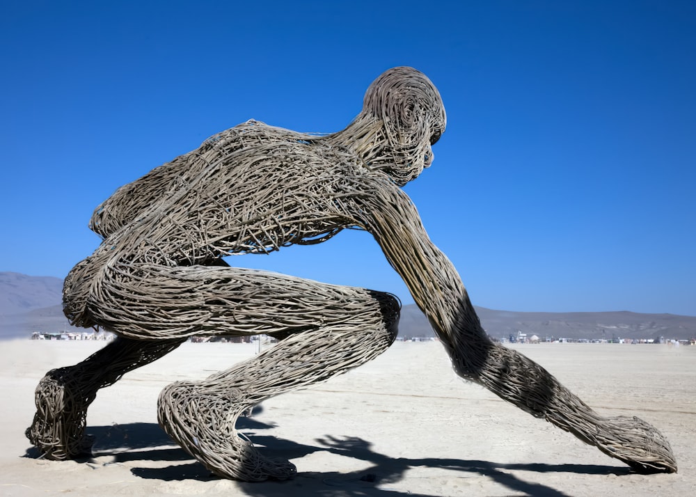 Outsized art pieces fill a portion of the desert in Black Rock City, Nevada at the “Burning Man” festival