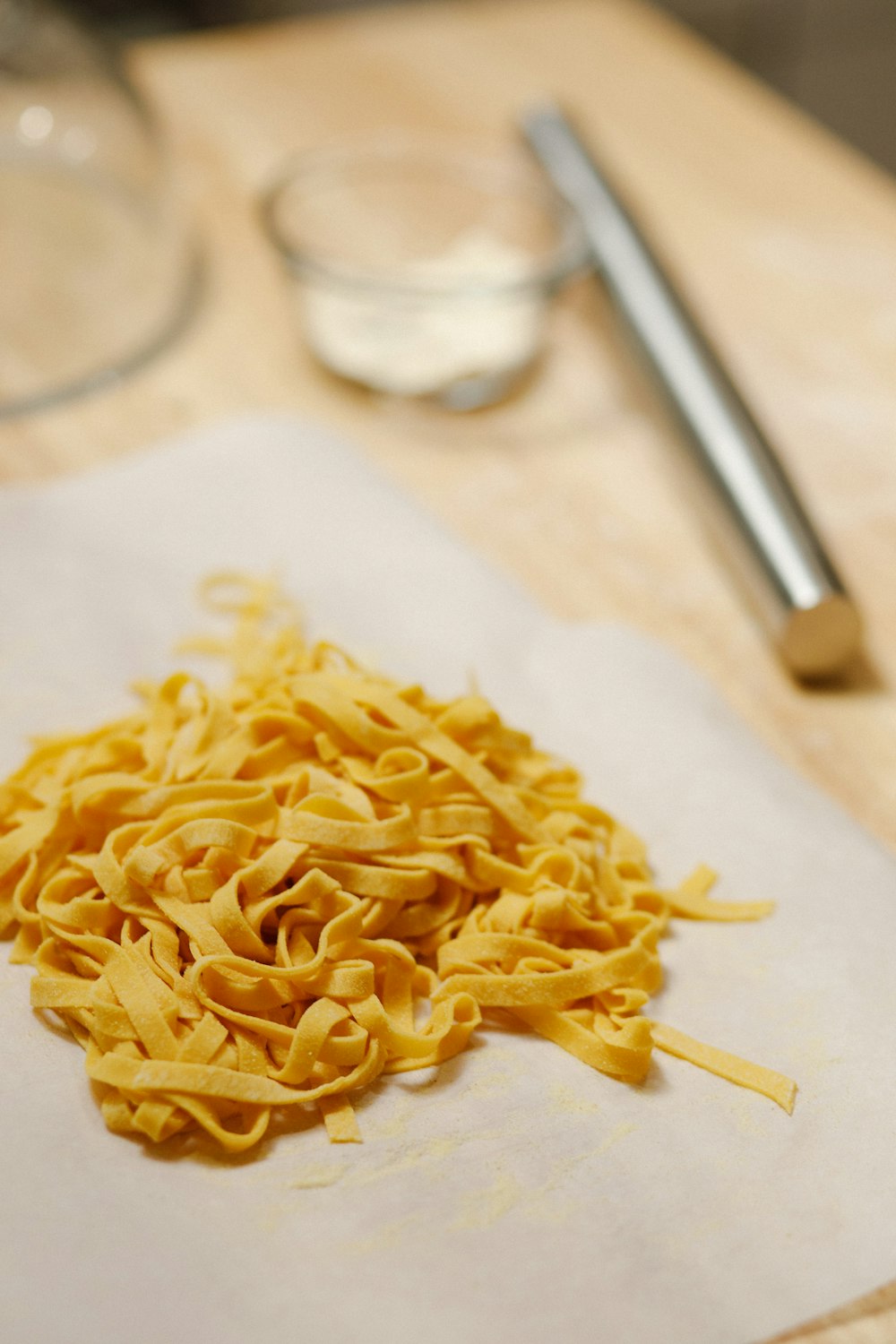 a pile of noodles sitting on top of a table