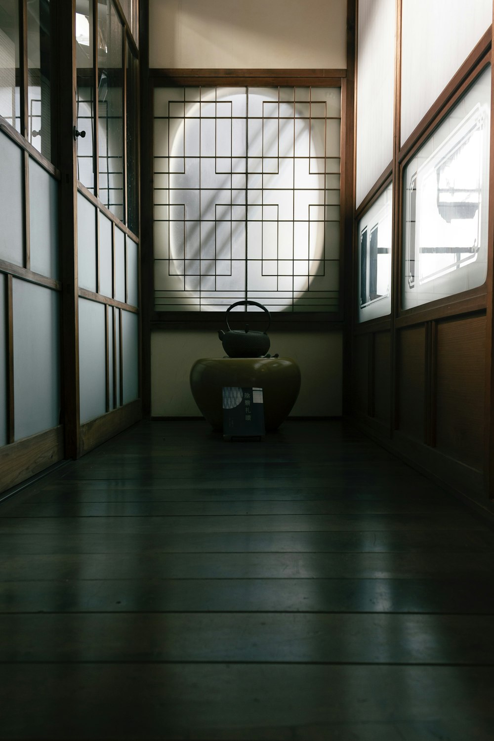 a room with a large clock on the wall