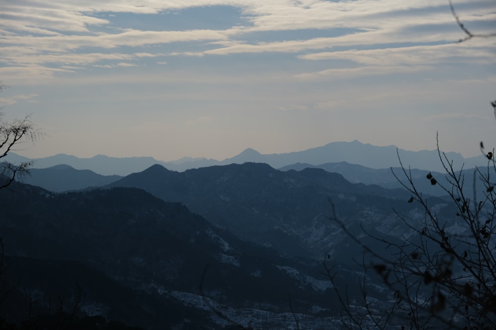 a view of a mountain range from a distance