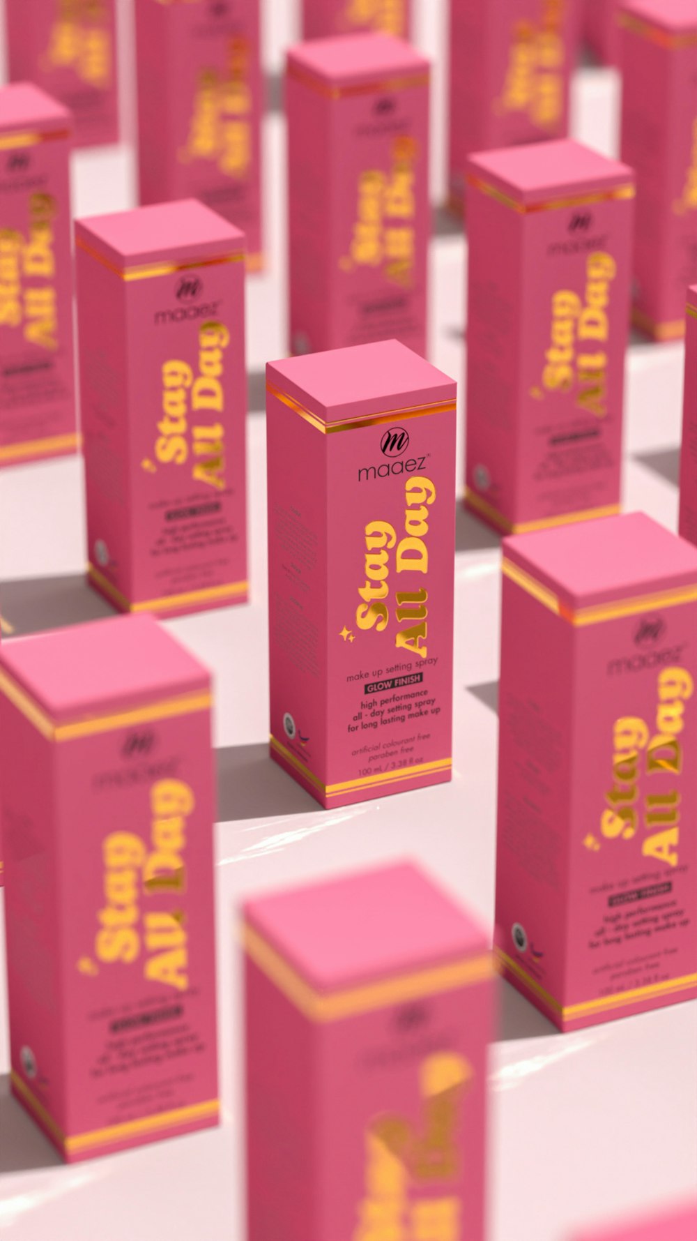 a group of pink boxes sitting on top of each other