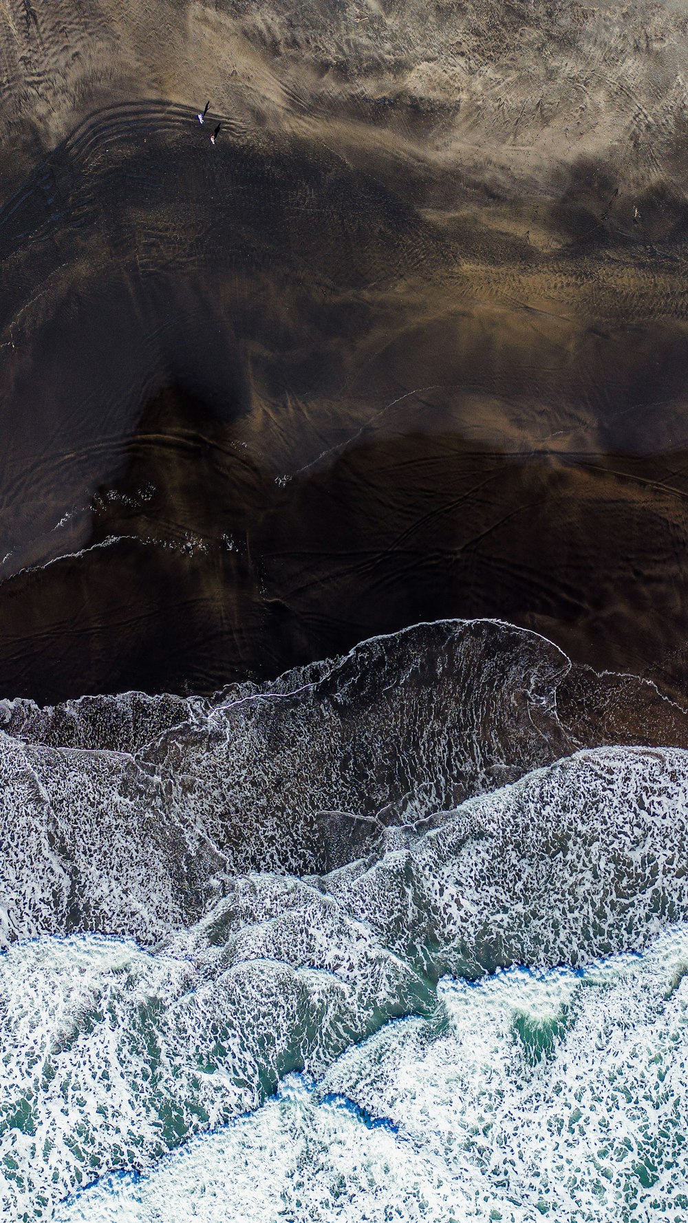 an aerial view of a body of water