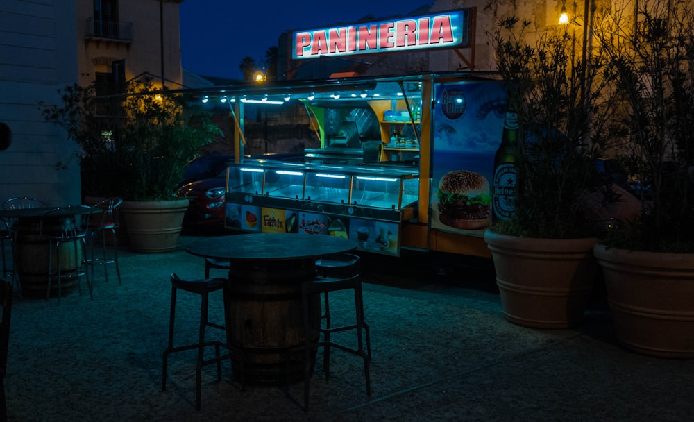 a food truck parked on the side of a street