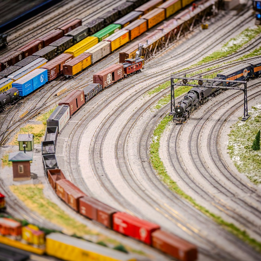 a model train set up on a track