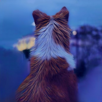 a blurry photo of a cat looking out a window