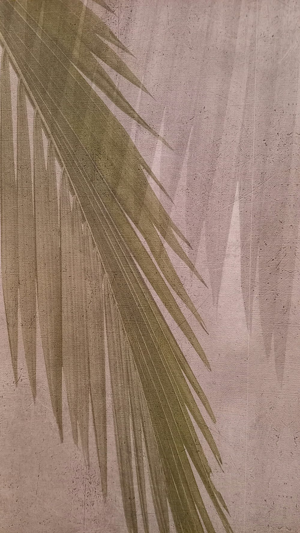 a close up of a palm leaf on a wall