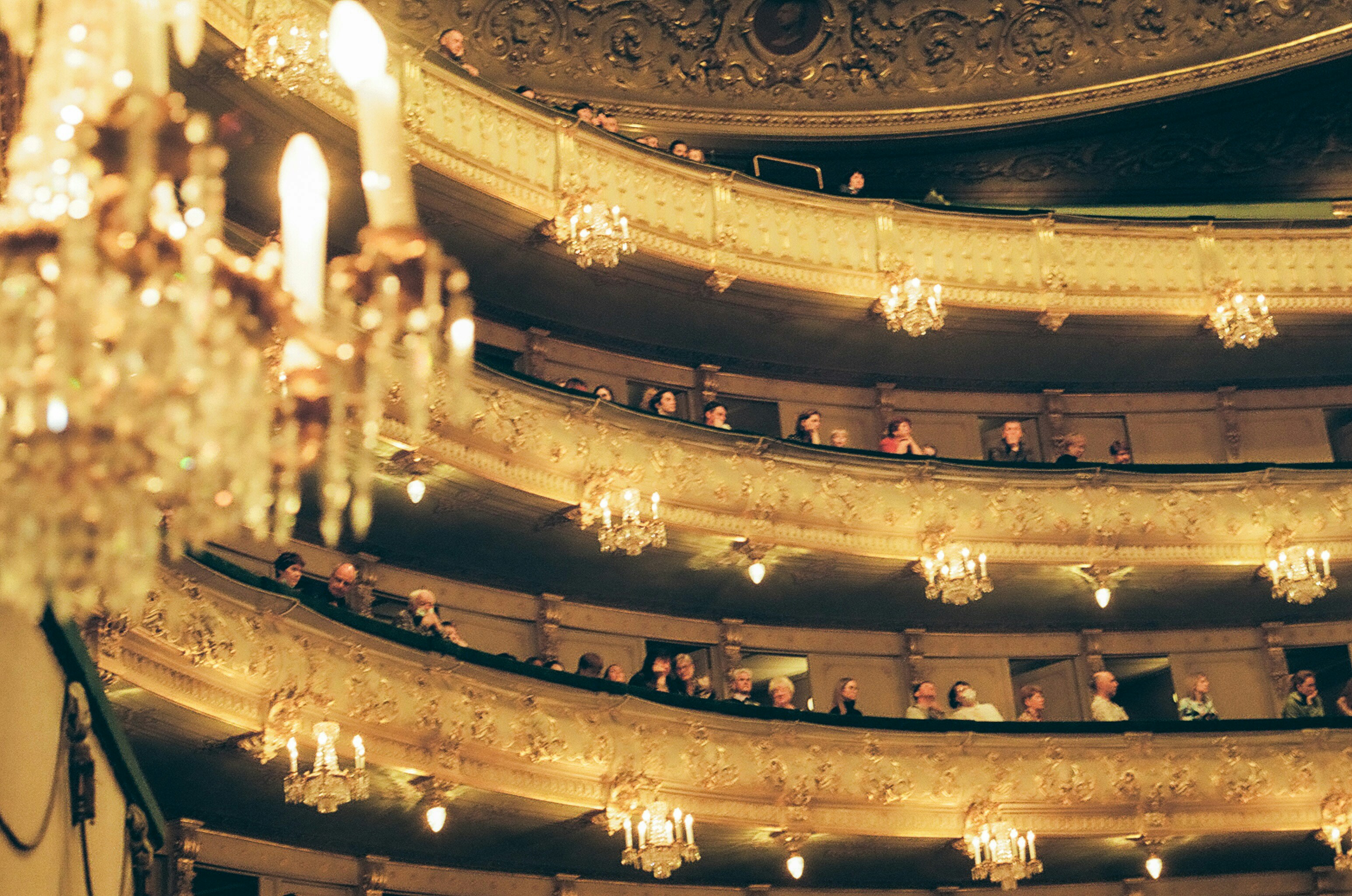 Opera stage with chandeliers