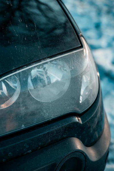 a close up of the front of a car