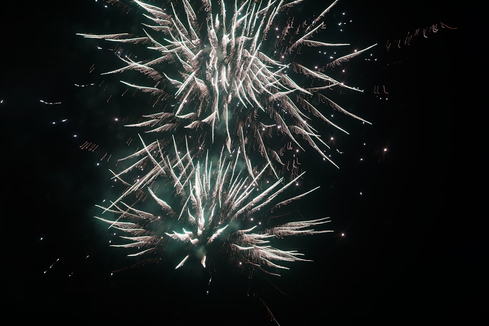 a fireworks is lit up in the night sky