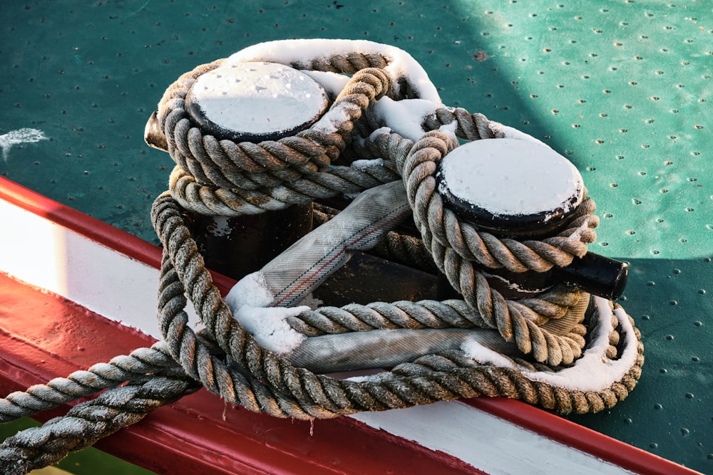 a close up of a rope on a boat