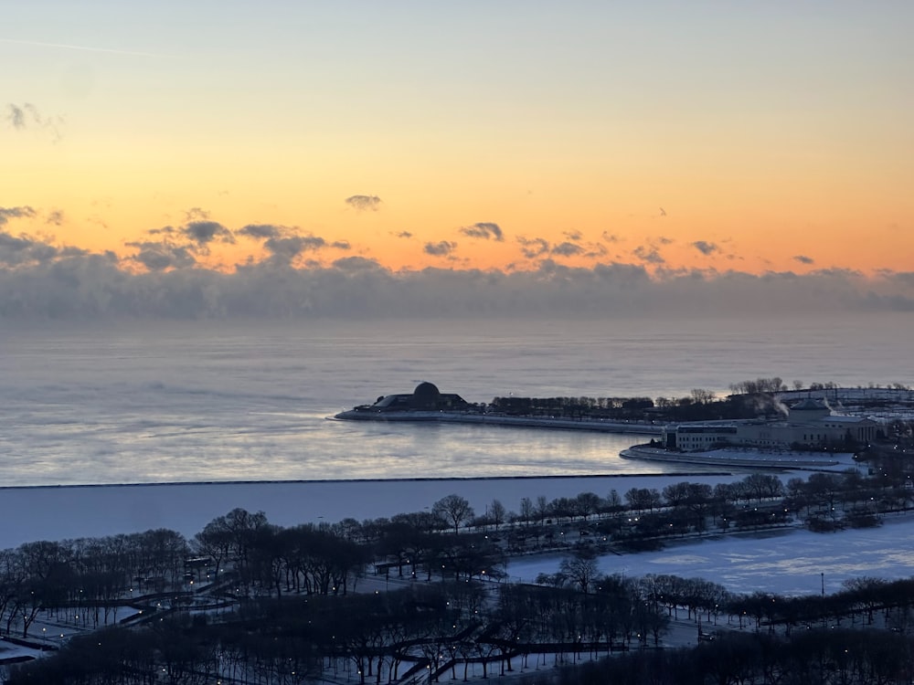 a view of the ocean from a high point of view