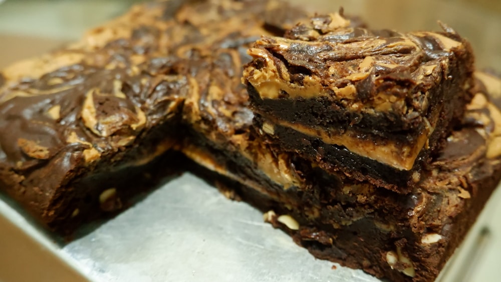 a close up of a box of brownies