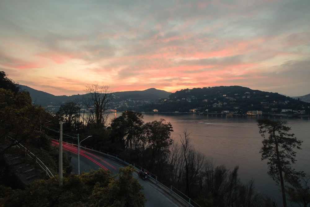 a view of a sunset over a body of water