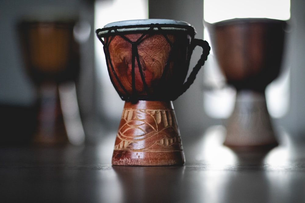 a close up of a cup on a table