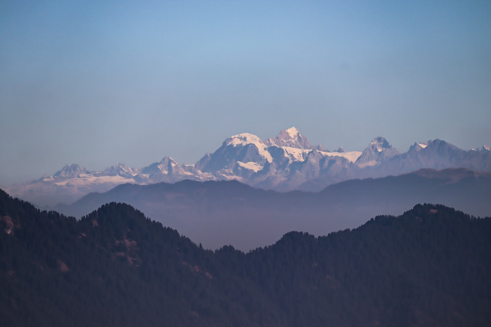 a view of a mountain range from a distance