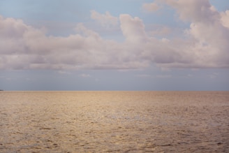 a large body of water under a cloudy sky