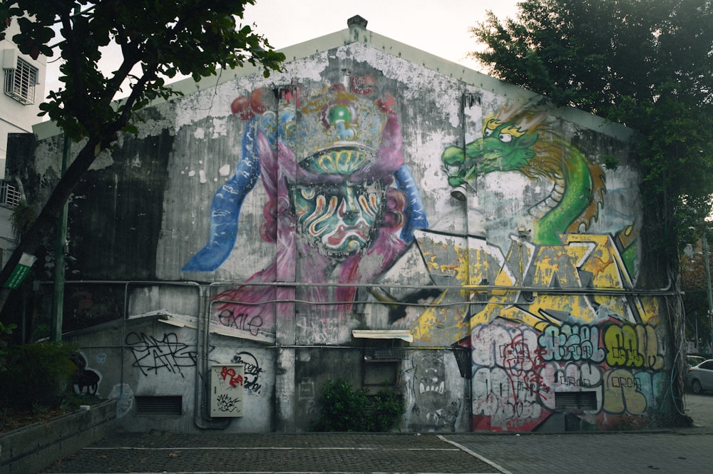 a building with a lot of graffiti on it