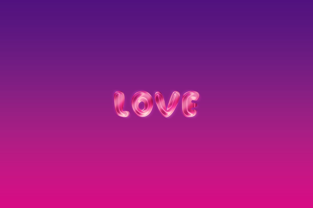 a pink and purple background with the word love