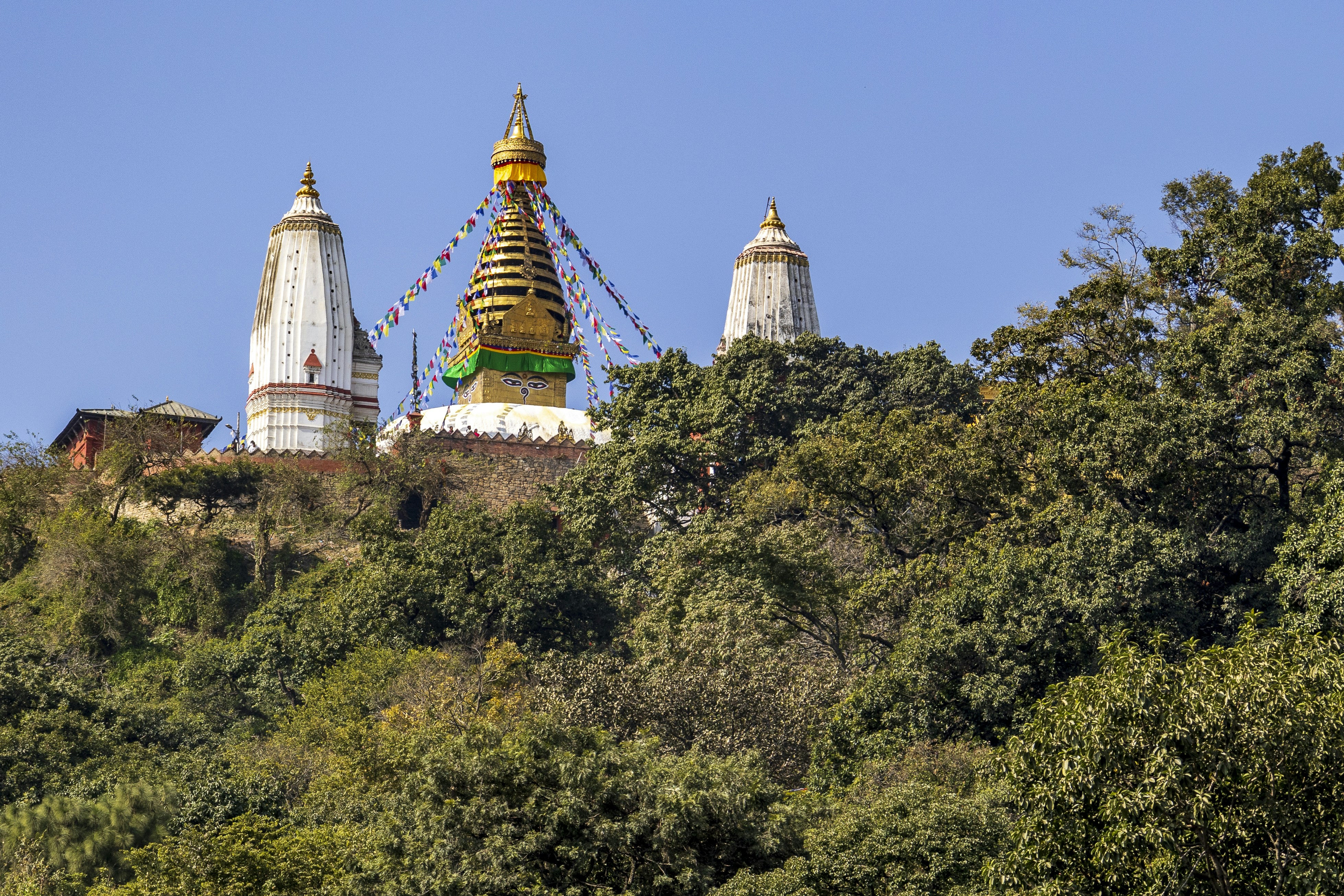 a large golden and white building on top of a hill, 