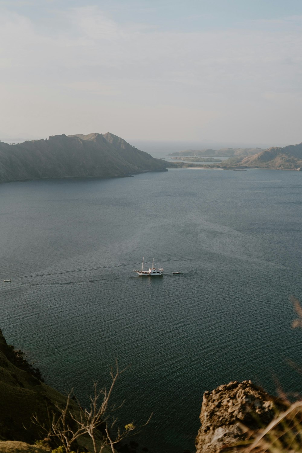 a large body of water surrounded by mountains