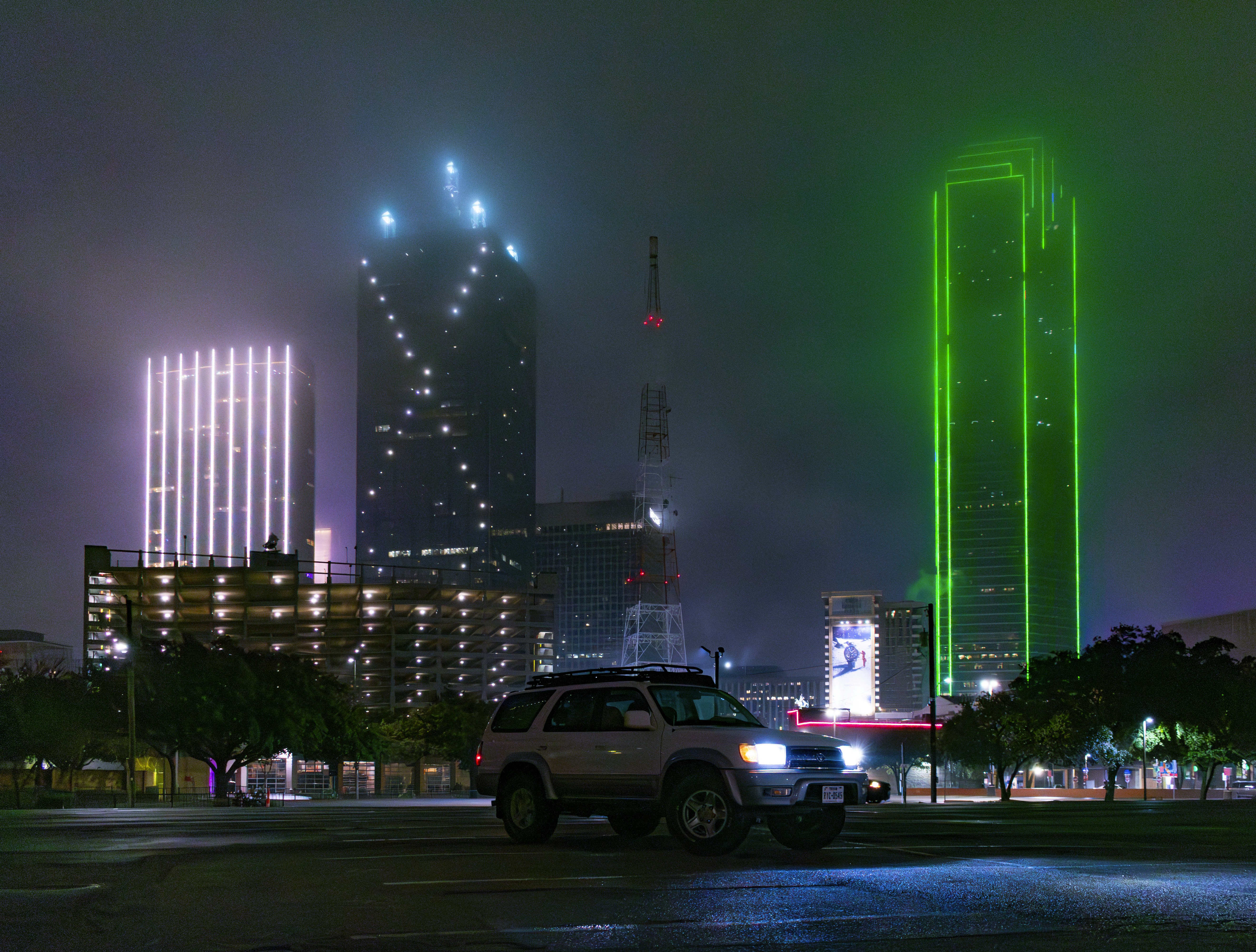 1999 Toyota 4Runner exploring the city in the fog
