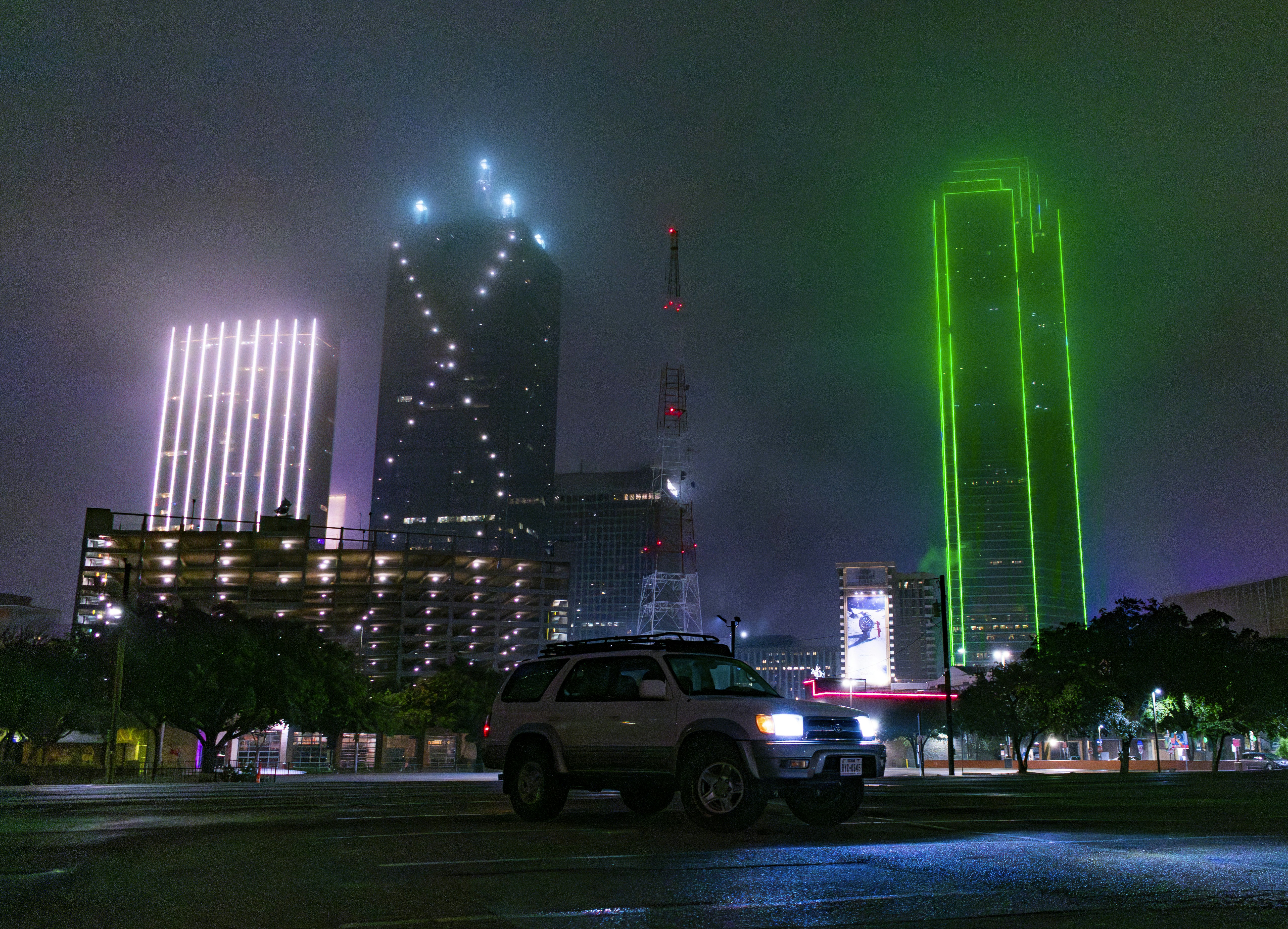 1999 Toyota 4Runner exploring the city in the fog