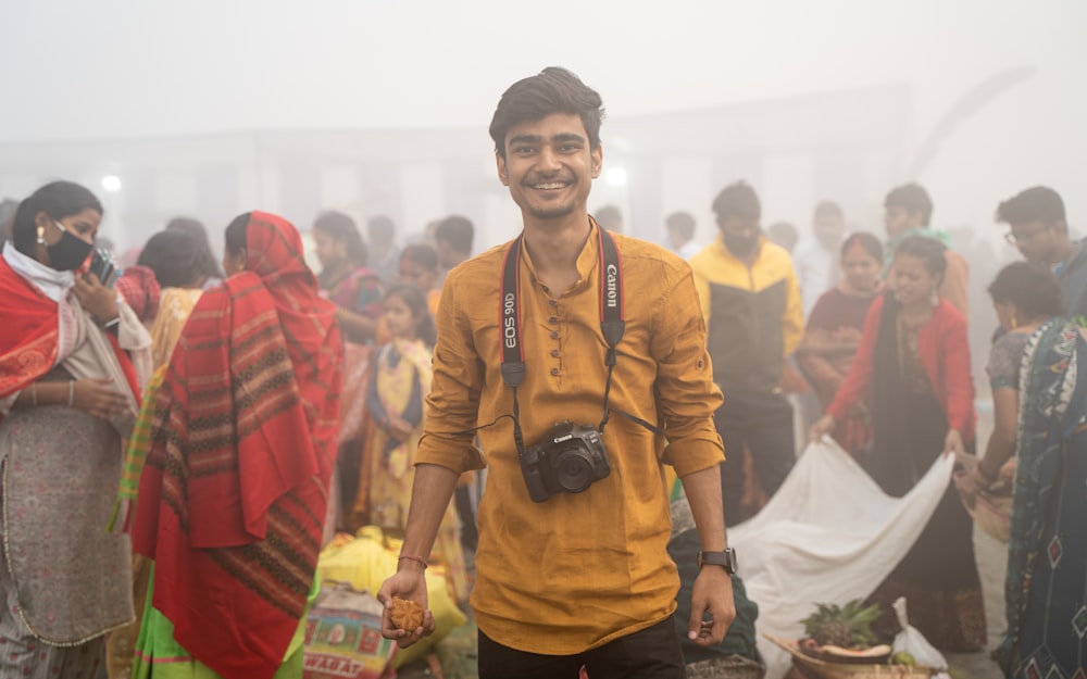 a man standing in front of a crowd of people