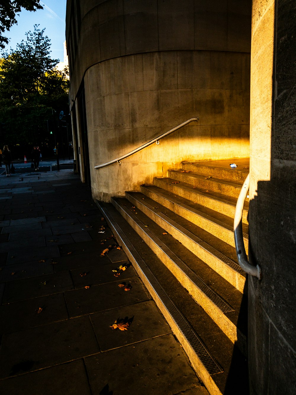 a set of stairs leading up to a building