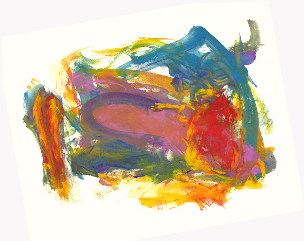 an abstract painting of a person laying down