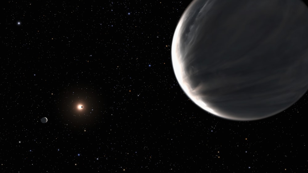 an artist's impression of a distant star and a distant object
