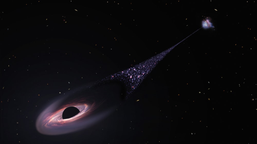 uma impressão artística de um buraco negro no céu