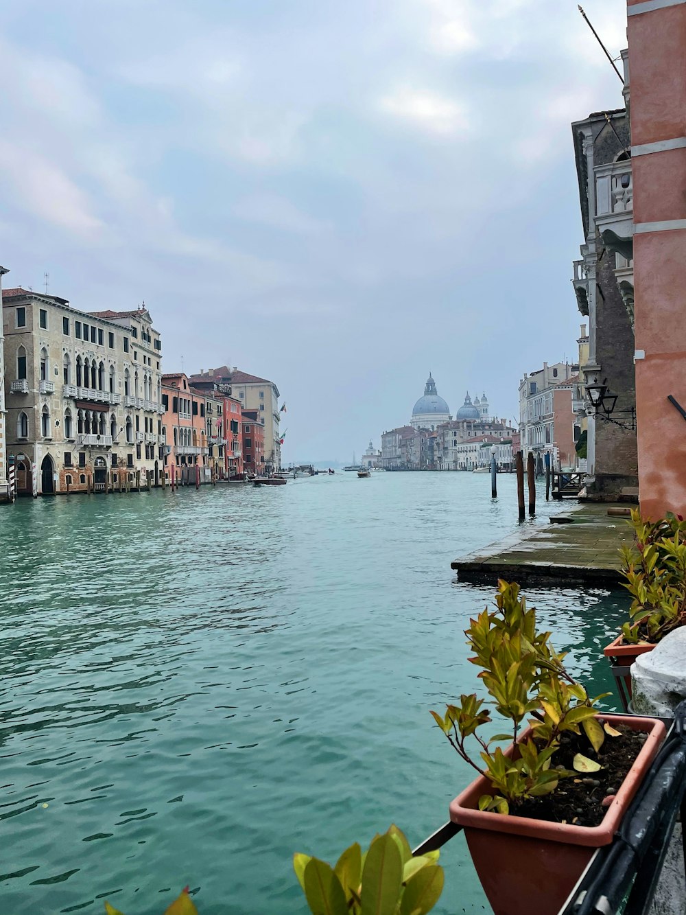 a view of a waterway in venice, italy