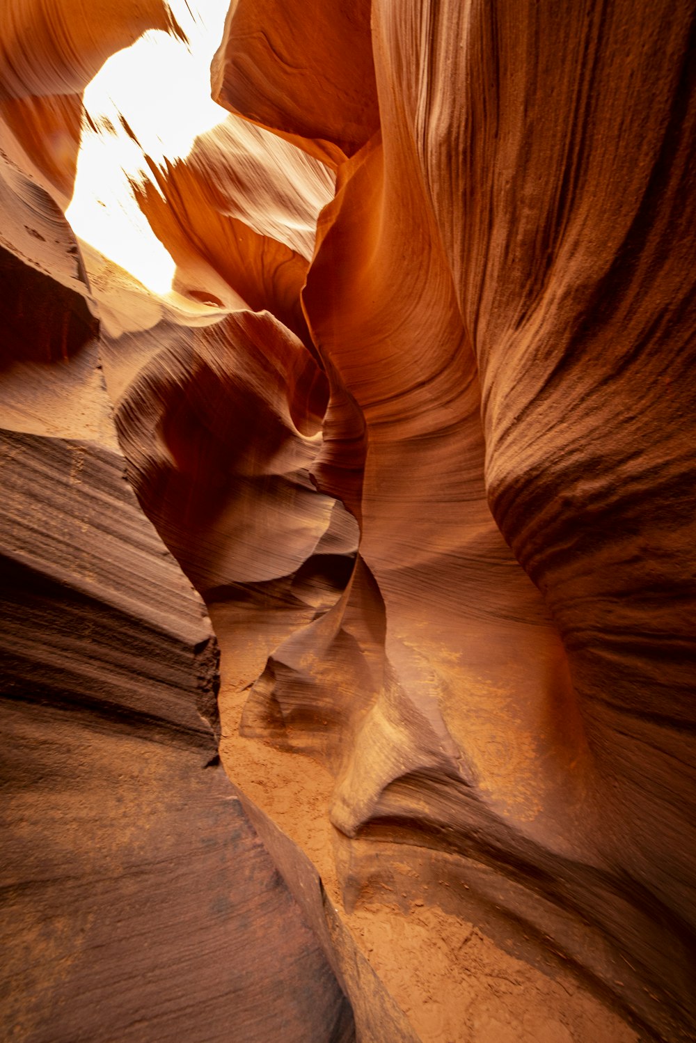 a narrow slot in the side of a canyon