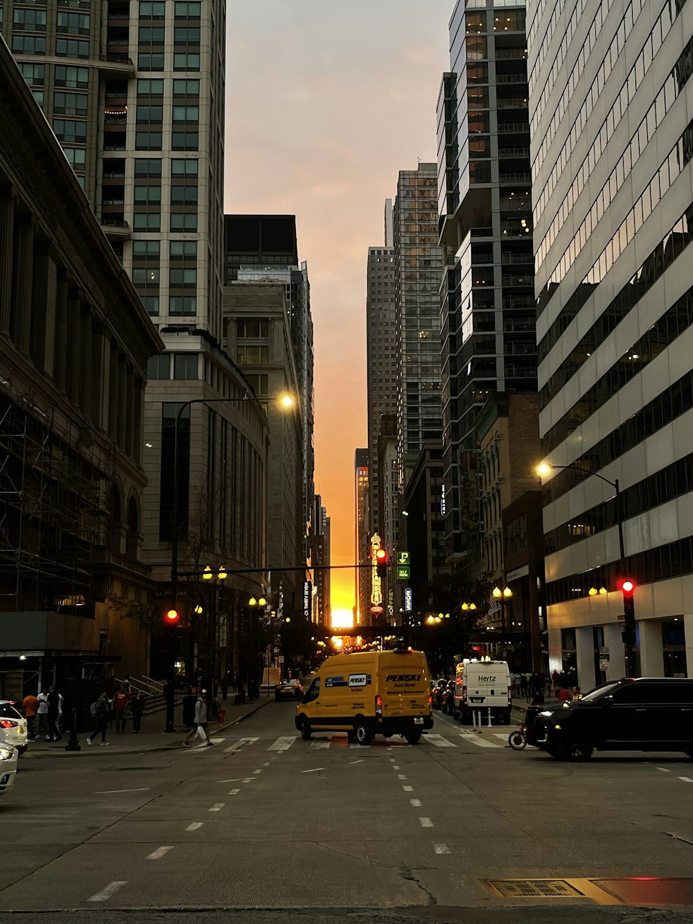 a city street filled with lots of tall buildings