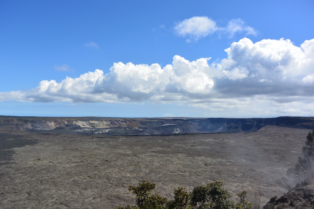 a large open area with a few clouds in the sky